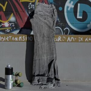 Freeworld Clothing Co Messenger Skinny 36x32 Black y2k distress emo skate Jeans